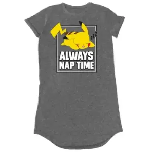 Image of Pokemon Womens/Ladies Pikachu Heather T-Shirt Dress (M) (Dark Heather Grey)