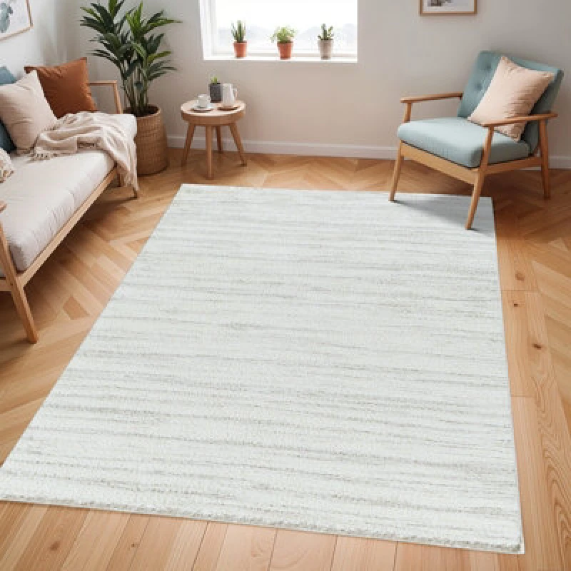 Image of Livabliss Shaggy Modern Plush Pile Light Grey Adley Area Rug 200 X 275cm - Easy Care, Non Shedding, Ideal For Living Room & Bedroom