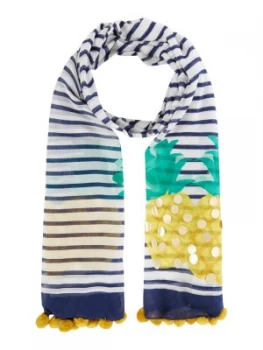 Image of Kate Spade New York Pineapple sequin stripe oblong scarf White Blue
