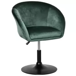 Image of Homcom Velvet Swivel Dining Height Adjustable Armless Tub Chair Green