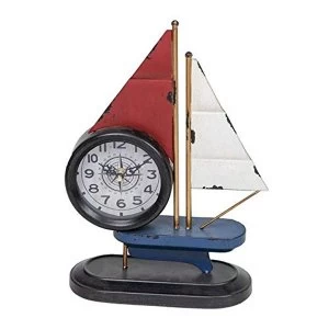 Image of HOMETIME? Metal Mantel Clock - Sailing Boat