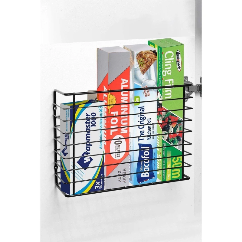Image of House of Home Kitchen Cupboard Storage Tidy Basket Self Adhesive Versatile Rack Organiser Black unisex