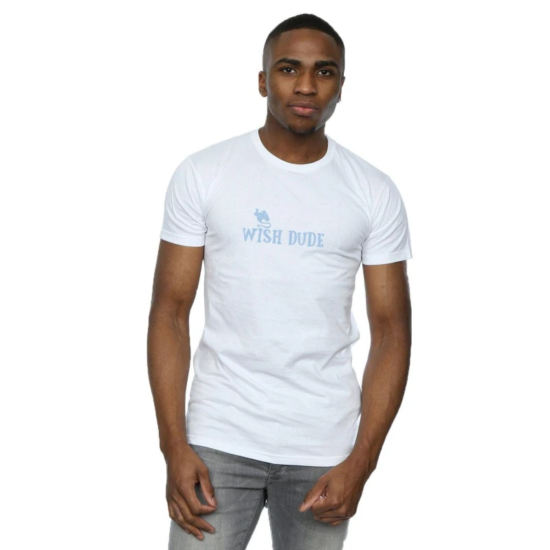 Image of Disney Men Aladdin Wish Dude T-Shirt in White Size: Small White S Male 5059276711801