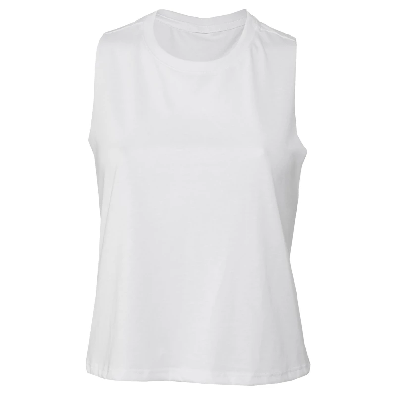 Image of Bella + Canvas Womens Racerback Cropped Sleeveless Tank Top in Off-White Size: Small Off-White Female S