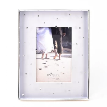 Image of Amore Silver-Plated Grey & Crystals Frame - 4" x 6"
