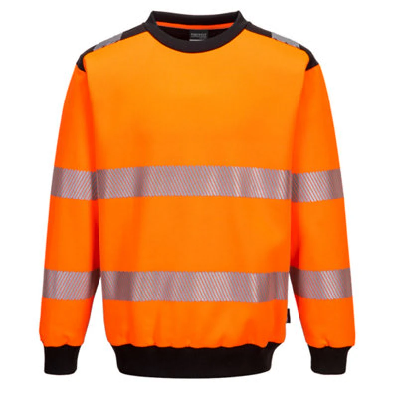 Image of Portwest PW3 Hi Vis Crew Neck Sweatshirt PW379OBRS Colour: Orange / Black