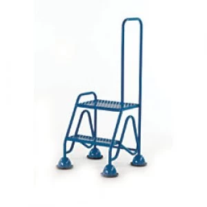 Image of FORT Ladder with Mesh Tread and Looped Handrail 2 Steps Blue Capacity: 150 kg