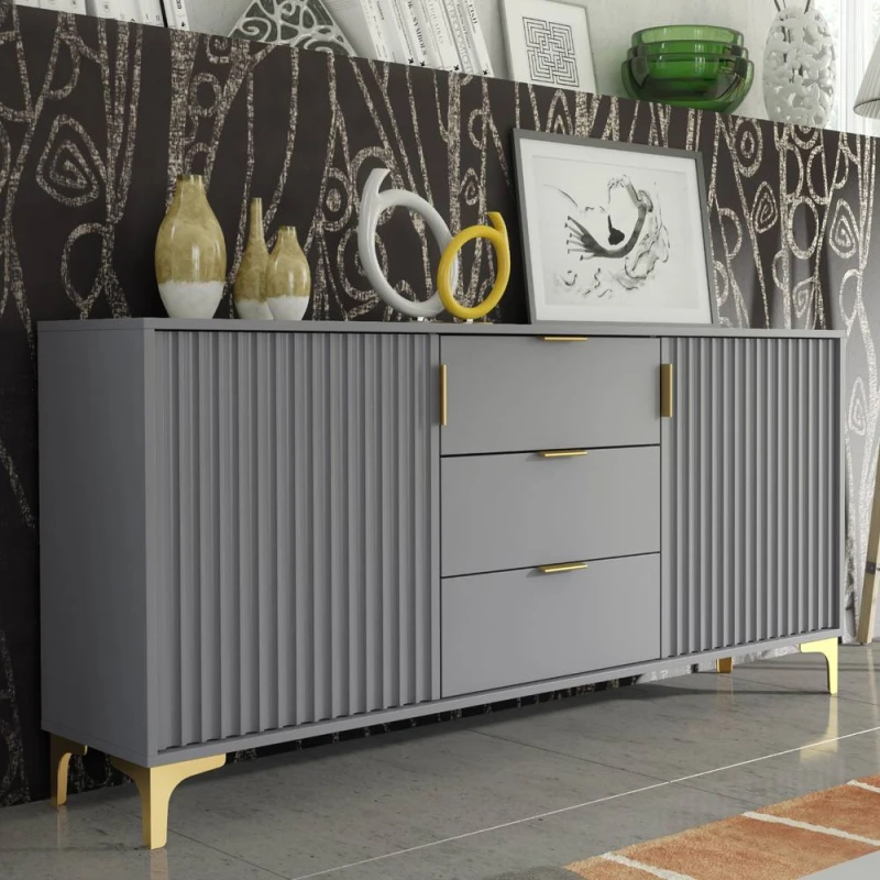 Image of Creative Furniture Tide Crest Sideboard 140cm - Dark Grey & Gold Dark Grey Unisex