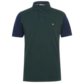 Image of Jack Wills Waterford Colour Block Polo - Dark Green