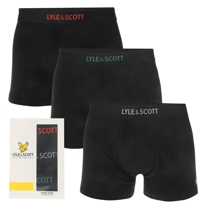 Image of Lyle and Scott Devon 3 Pack Boxer Shorts Black male S
