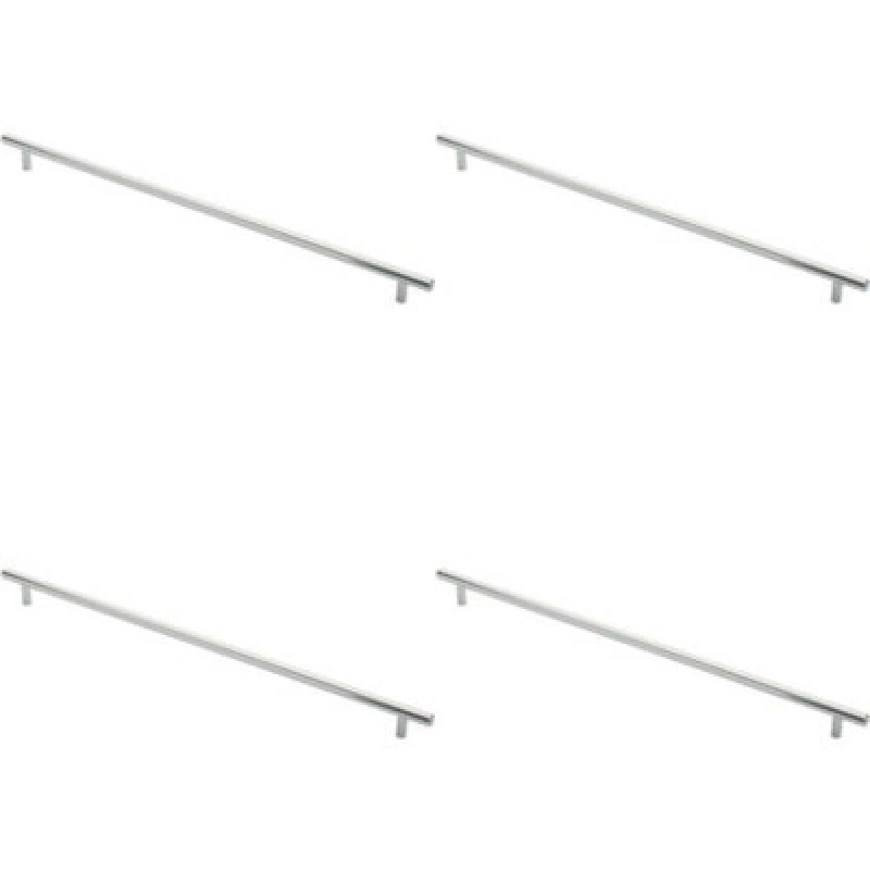 Image of Loops 4x Round T Bar Cabinet Pull Handle 508 x 12mm 448mm Fixing Centres Chrome Multi unisex
