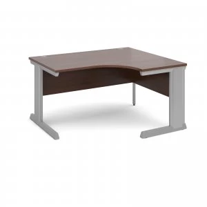 Image of Vivo Right Hand Ergonomic Desk 1400mm - Silver Frame Walnut Top