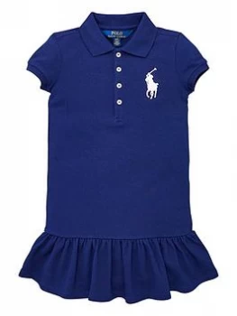 Image of Ralph Lauren Toddler Girls Big Pony Peplum Dress - Navy