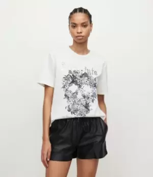 Image of AllSaints Womens Elisi Oversized Boyfriend T-Shirt, Chalk White, Size: S