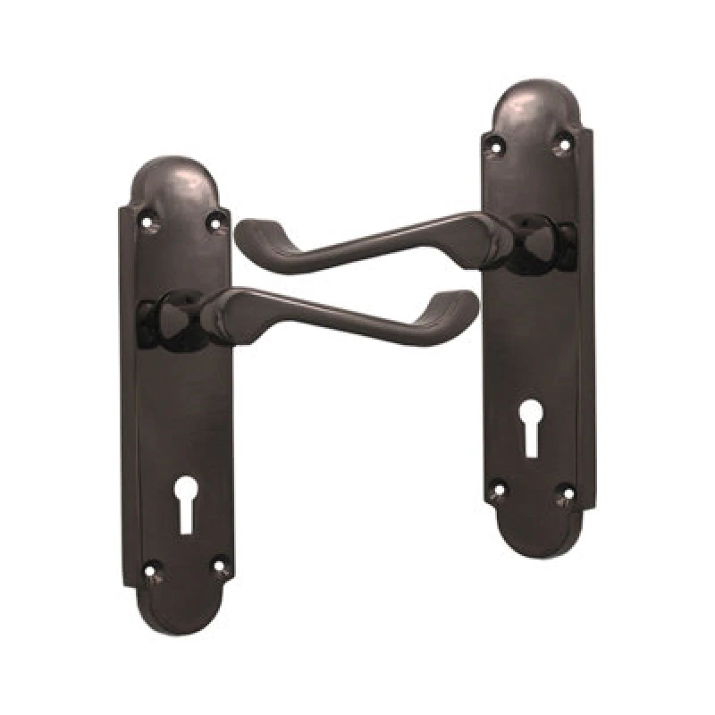 Image of Spira Brass Oakley Lock Lever Handle Black Nickel