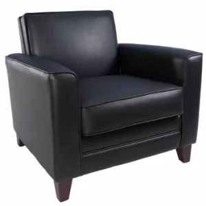 Image of Teknik Office Newport Leather Faced Reception Armchair, Black