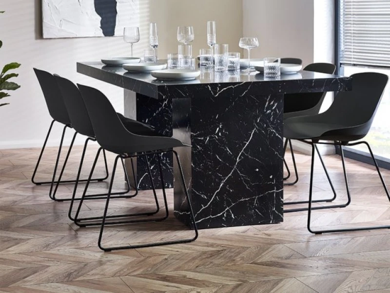Image of Julian Bowen Rome 180cm Black Marble Effect Dining Table