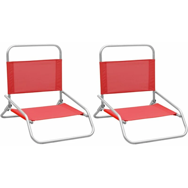 Image of VIDAXL Folding Beach Chairs 2 pcs Red Fabric Vidaxl 8720286073179