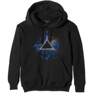 Image of Pink Floyd - Dark Side of the Moon Blue Splatter Unisex Small Pullover Hoodie - Black