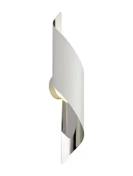 Image of Wall Lamp Large, 1 x 8W LED, 3000K, 640lm, White, Polished Chrome