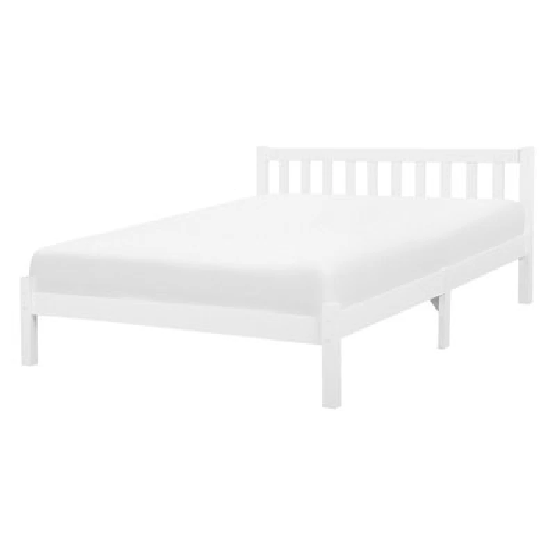 Image of Beliani Bed Pine Wood Florac 140 X 200 Cm (Eu Double) White