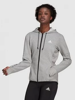 Image of adidas Motion Hooded Track Top - Medium Grey Heather, Size L, Women