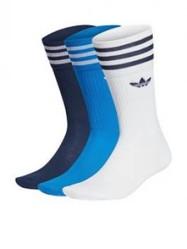 Image of adidas Originals 3 Pack of Solid Crew Sock - Multi, Size 5.5-8, Men