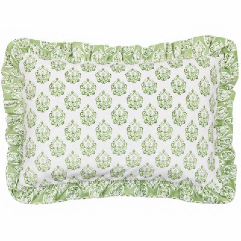 Image of Furn Furn Krissa Block Printed Velvet Cushion in Green Size: 40cm x 60cm Green 40cm x 60cm Unisex 5025532822123