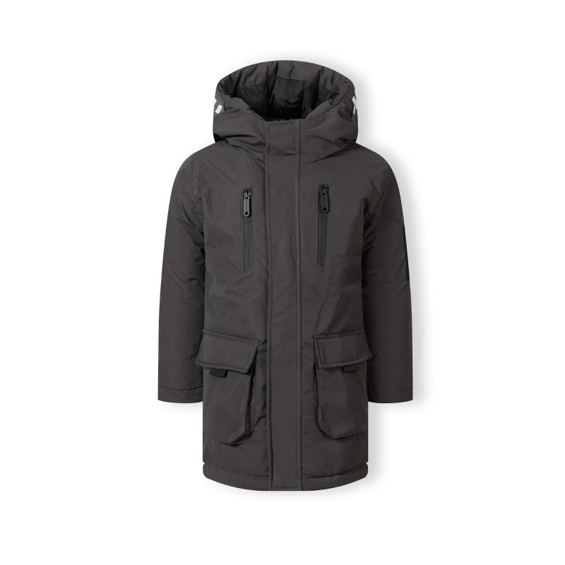 Image of Minoti Kids Taslan Parka Charcoal male 7-8 Yrs