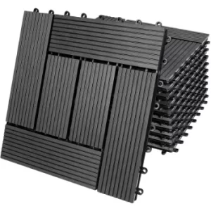 Image of WPC Decking Tiles Waterproof Flooring Terrace Balcony Garden Patio Outdoor Sidewalks Composite Deck Floor 11x Mosaik anthrazit (de)