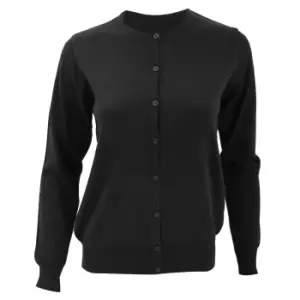 Image of Kustom Kit Womens Round Neck Cardigan / Ladies Knitwear (10) (Black)