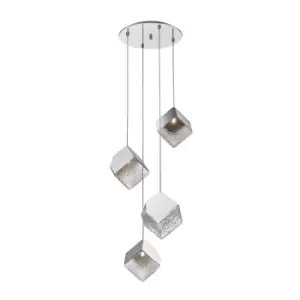 Image of Priscila Cluster Pendant Ceiling Light 4 Light Chrome, Textured G9
