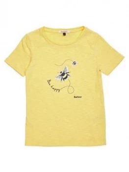 Image of Barbour Girls Merseyside Bee Print T-Shirt - Yellow