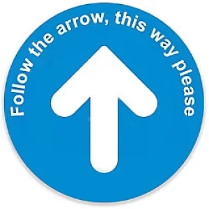 Image of Trodat Floor Sticker Follow the arrow, this way please Blue, White Vinyl 40 x 40 cm