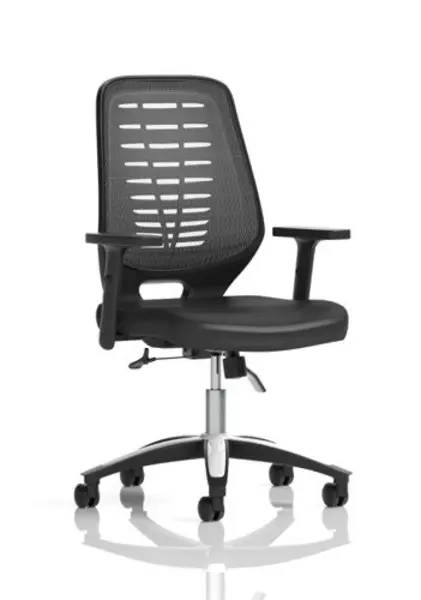 Image of Relay Relay Task Operator Chair Leather Seat Silver Back With Height Adjustable Arms KC0444