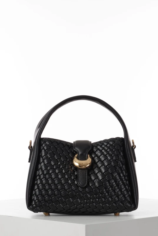 Image of Luella Grey Womens 'Maggie' Black Weave Crossbody Black Female One Size