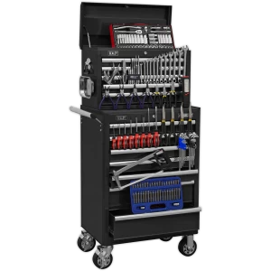 Image of Sealey Superline Pro 15 Drawer Roller Cabinet and Tool Chest + 147 Piece Tool Kit Black