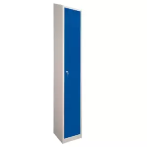 Image of 1 Door Locker, 300X450, Grey Carcass/Blue Doors, Sloping Top, Camlock