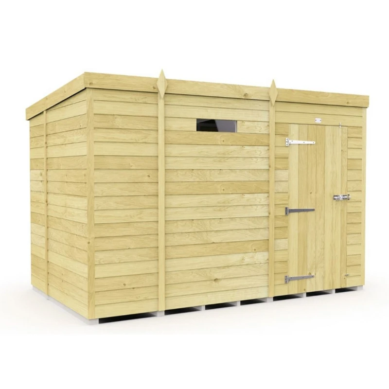 Image of Buttercup Farm 9 x 6 Feet Pent Security Shed - Single Door - L178 x W276 x H201cm in Brown Brown Unisex