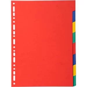 Image of Exacompta Dividers 220g A4, 8 Part, Assorted, Plain, Pack of 50