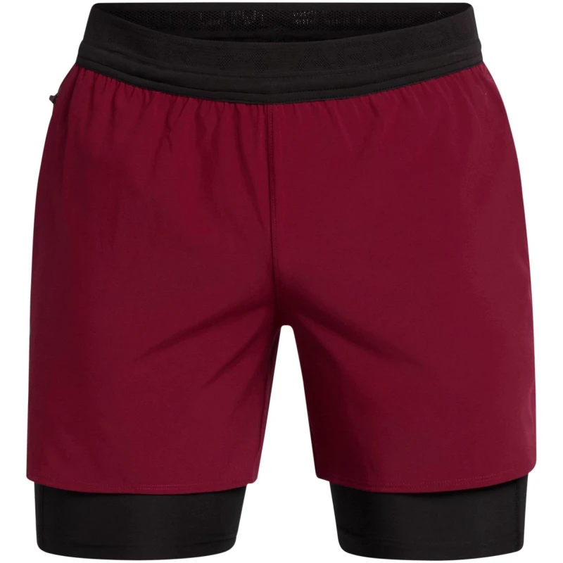 Image of Under Armour Mens Peak 2-in-1 Woven Shorts Red male S