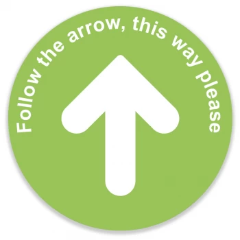 Image of Social Distance Floor Marker - Green Circle with Arrow (400 X 400mm)