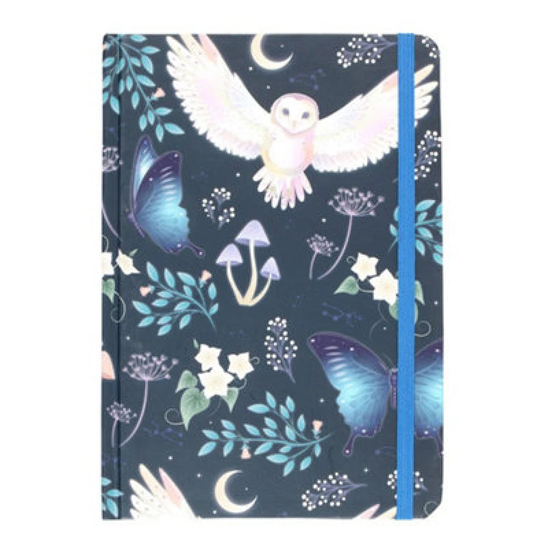 Image of Something Different Something Different Night Flight Owl A5 Notebook in Blue Blue One Size Unisex 5063574673075
