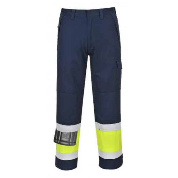 Image of Modaflame Mens Flame Resistant Hi Vis Trousers MV26YNRXXXL Colour: Yellow / Navy