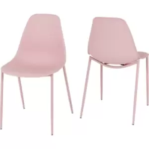 Image of Pair Of Lindon Dining Room Chairs Pink Plastic - Seconique