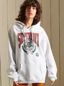 Image of Superdry Boho Graphic Ana Hood - Grey, Size M/L, Women