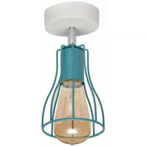 Image of Helam Tube Semi Flush Light White, Turqouise 10cm