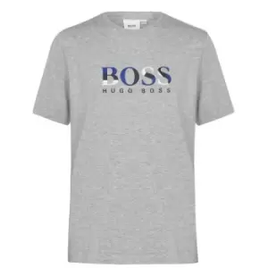 Image of BOSS Junior Boys Multi Large Logo T Shirt - Grey