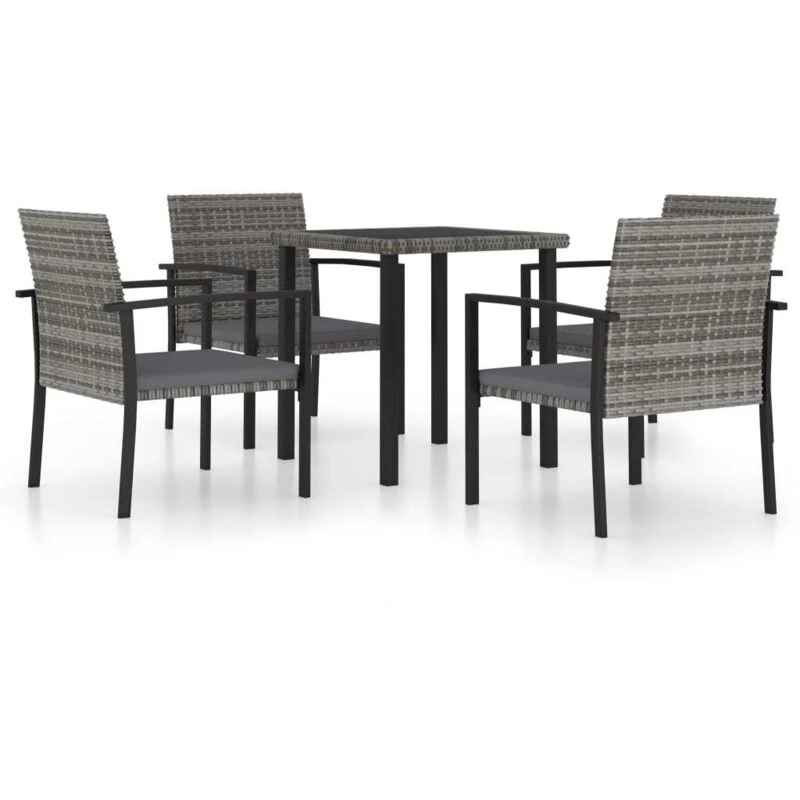 Image of VIDAXL 5 Piece Outdoor Dining Set Poly Rattan Grey vidaXL 8720286943335