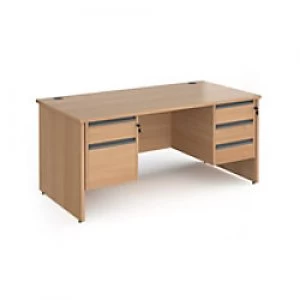 Image of Dams International Straight Desk with Beech Coloured MFC Top and Graphite Frame Panel Legs and Two & Three Lockable Drawer Pedestals Contract 25 1600